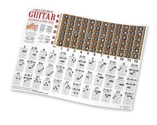 Load image into Gallery viewer, Guitar teacher using a dry-erase marker on the laminated chord and fretboard chart during a lesson.