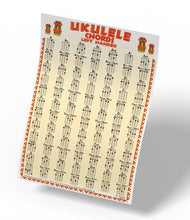 Load image into Gallery viewer, Left Handed Ukulele 84 Chord Tribal Poster