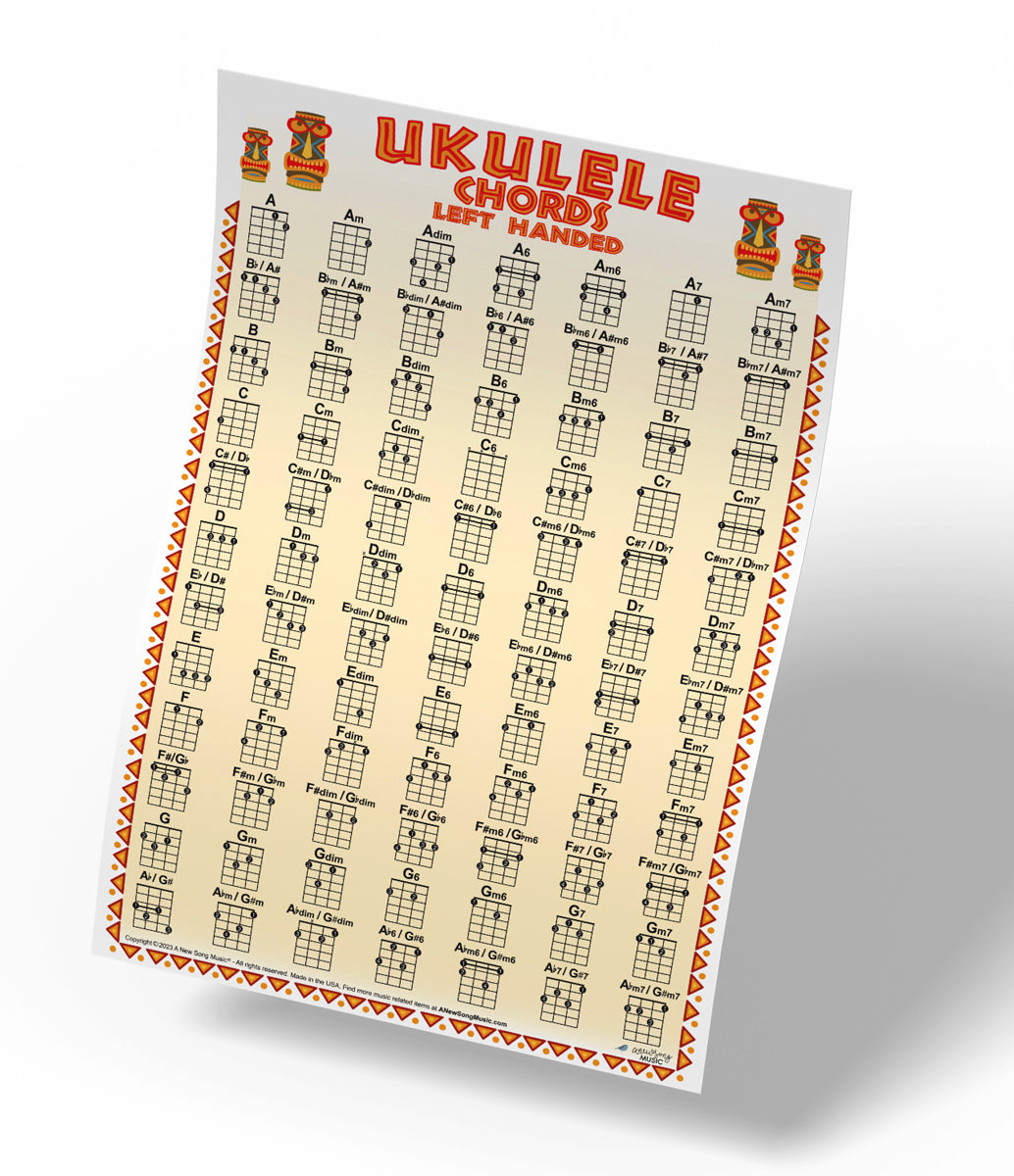 Left Handed Ukulele 84 Chord Tribal Poster – A New Song Music ®