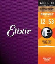 Load image into Gallery viewer, Elixir Acoustic Guitar Strings - Phosphor Bronze with NANOWEB® Coating
