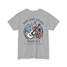 Load image into Gallery viewer, New Song Studio Camp Adult Sizes T-Shirt — Guitar &amp; Bird Camp Tee Shirt ("Music Camp" design)
