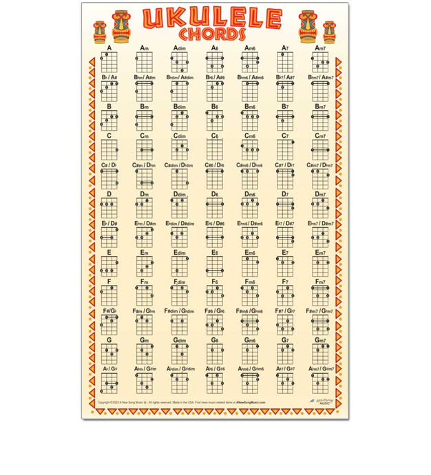 Ukulele 84 Chord Tribal Poster