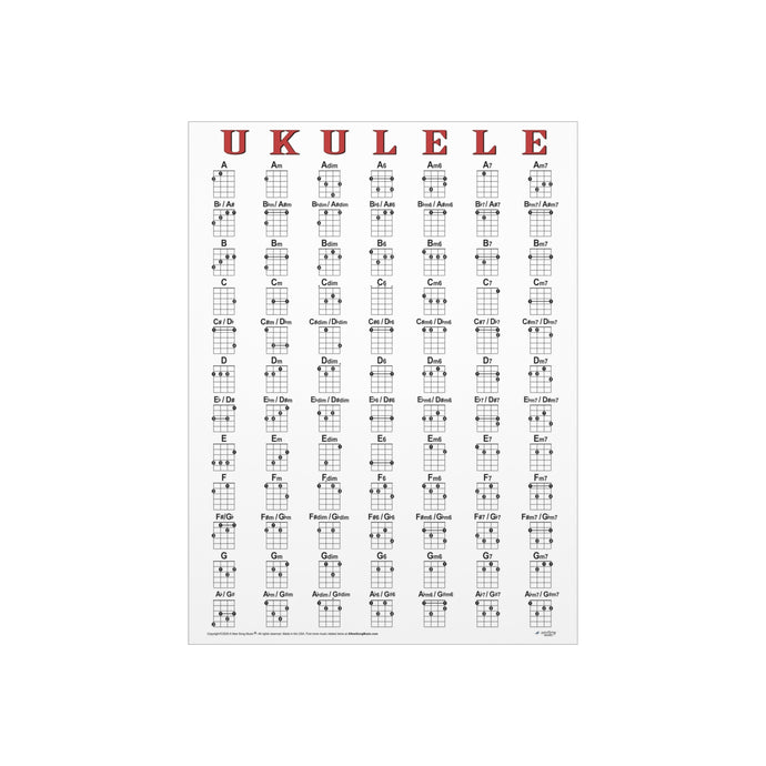 Ukulele Chord Chart Foam Board, Music Decor, Ukulele Art, Gift for Musicians, Home Studio Decor, Musical Learning Aid