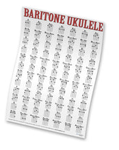 Load image into Gallery viewer, Sheet of baritone ukulele chords on a white background
