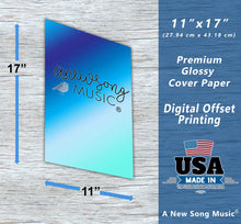 Load image into Gallery viewer, Anewsong Music cover paper with dimensions and branding details on a wooden surface