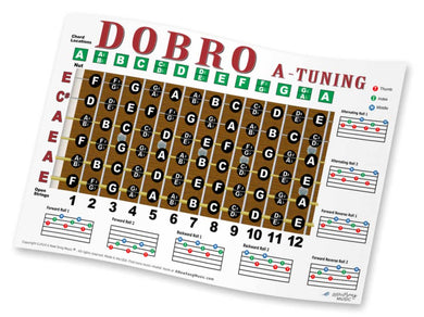 Dobro A Tuning Fretboard, Chord & Rolls Poster