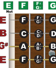Load image into Gallery viewer, Guitar fretboard with letter names on each string