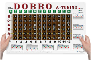 Dobro A Tuning Fretboard, Chord & Rolls Poster
