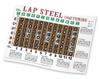 Lap Steel C#m7 Tuning Fretboard, Chord & Rolls Poster