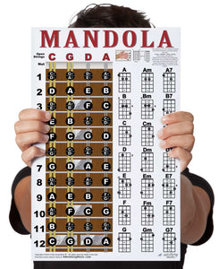 Mandola Fretboard and Chord Poster