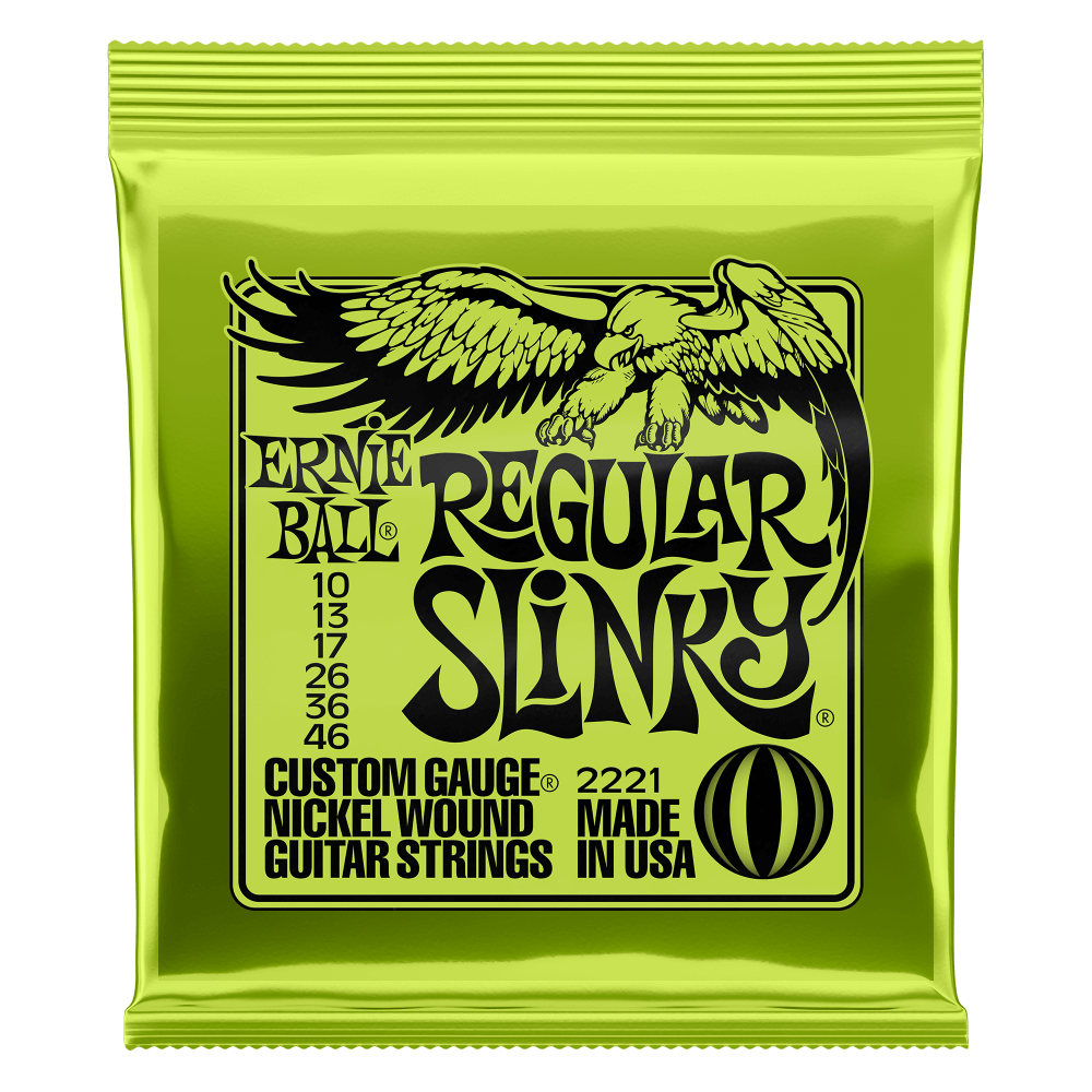 Ernie Ball Regular SLINKY Nickel Wound Electric Guitar Strings 10-46 GAUGE 2221