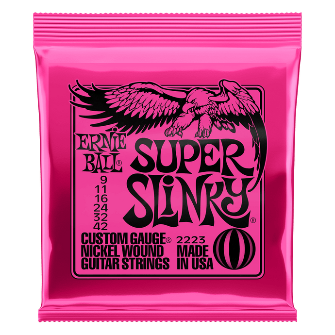 Ernie Ball Regular SUPER SLINKY Nickel Wound Electric Guitar Strings 9-42 GAUGE 2223