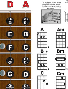 Tenor Banjo Fretboard and Chord Poster