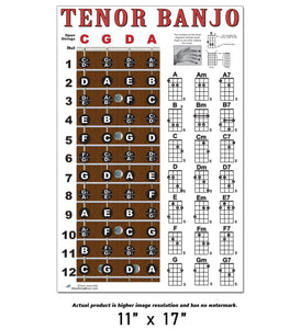 Tenor Banjo Fretboard and Chord Poster