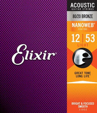 Load image into Gallery viewer, Elixir Acoustic Strings - 80/20 Bronze with NANOWEB® Coating