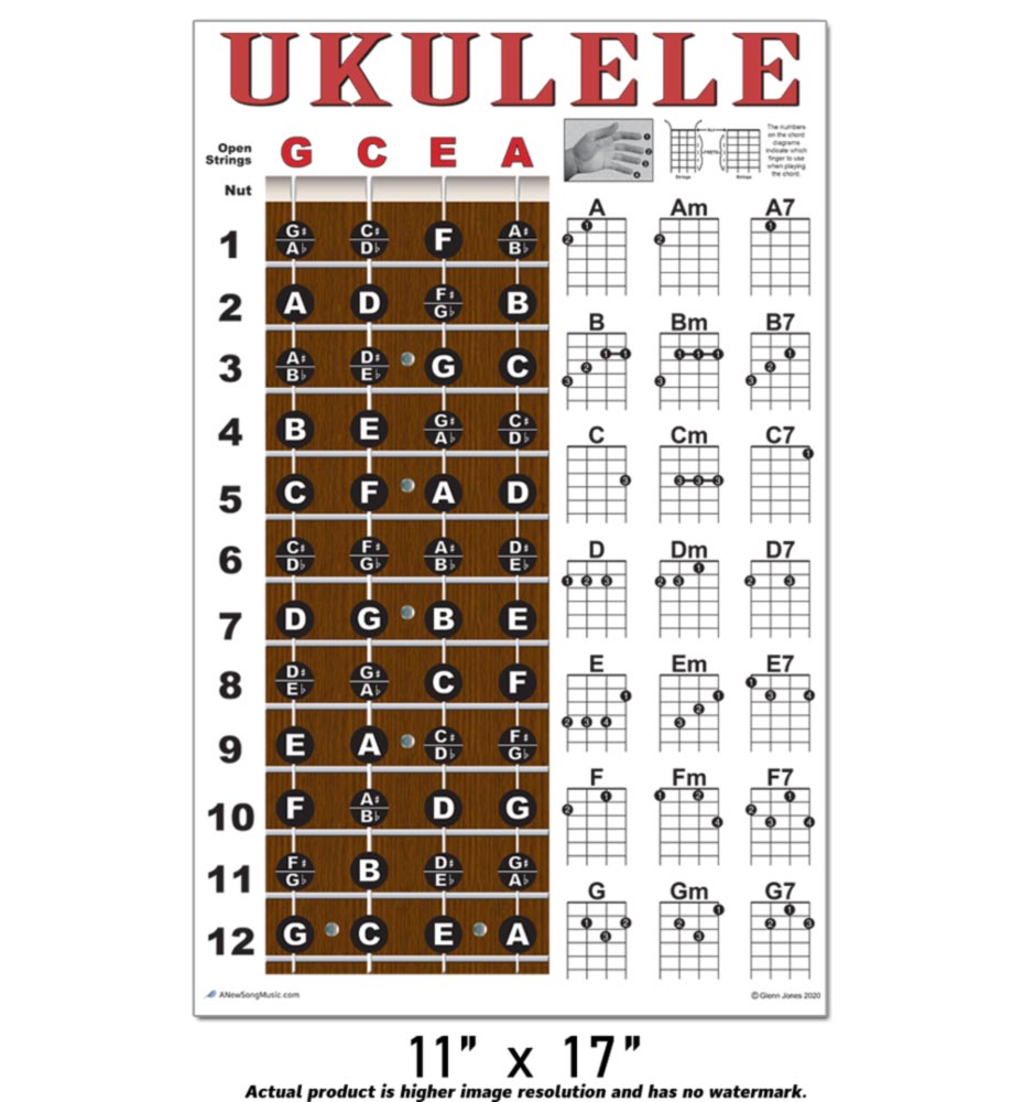 Ukulele Fretboard and Chord Poster - Soprano, Concert, & Tenor – A New Song Music ® ukulele-fretboard-and-chord-poster-soprano-concert-tenor-a-new-song-music