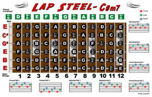 Lap Steel C#m7 Tuning Fretboard, Chord & Rolls Poster