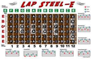 Lap Steel E Tuning Fretboard, Chord & Rolls Poster