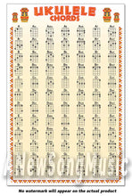 Load image into Gallery viewer, Ukulele 84 Chord Tribal Poster