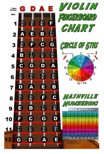 Violin Fingerboard Poster – Nashville Numbers & Circle of 5ths Charts